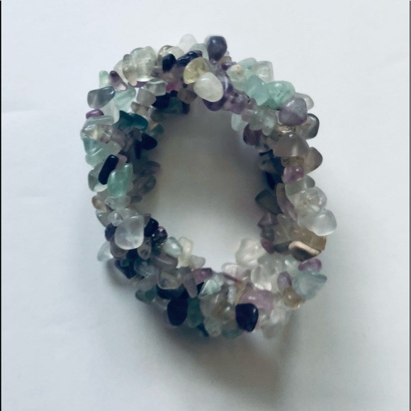 Multi Colored Semi Precious Stones Stretchy Bracelet - Picture 4 of 4